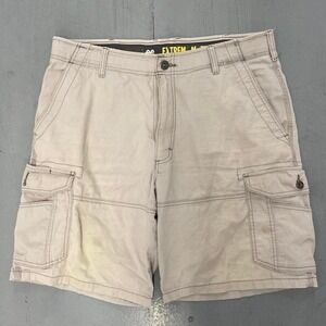 Lee Extreme Motion lightwash cargo shorts with patch on back pocket